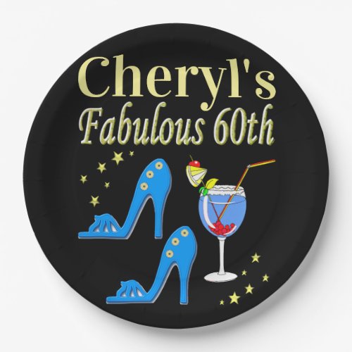 PERSONALIZED 60TH BIRTHDAY PARTY GIRL PAPER PLATES