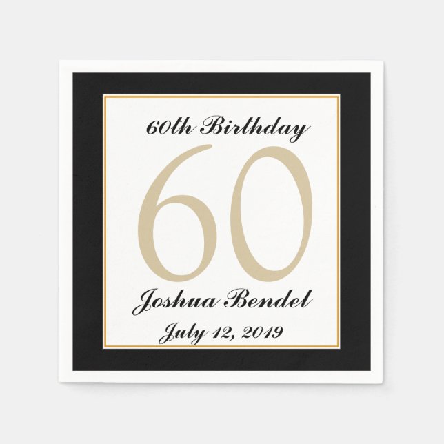 Personalized 60th Birthday Party Napkins (Front)