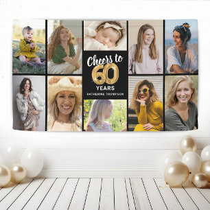Personalized 60th Birthday Photo Collage Banner