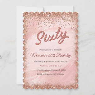 Personalized 60th Birthday Rose Gold Invitation