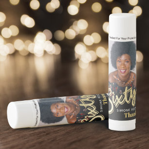 Personalized 60th Birthday Sixty photo favor Lip Balm