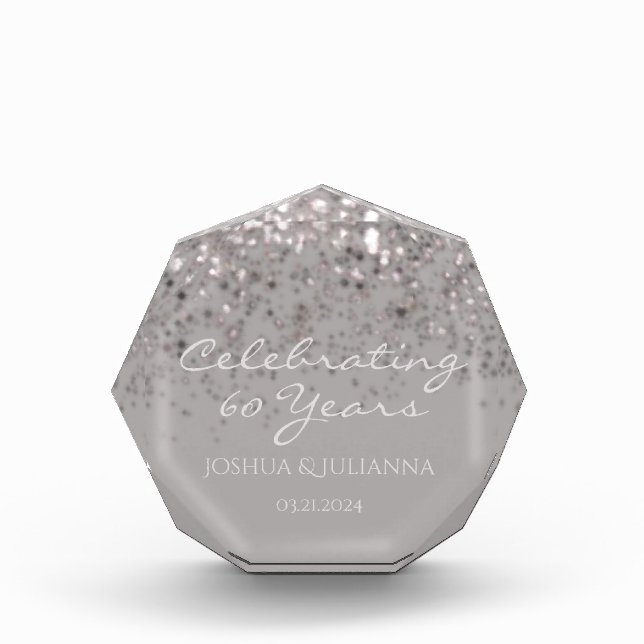 Personalized 60th Diamond Anniversary Keepsake Photo Block (Front)