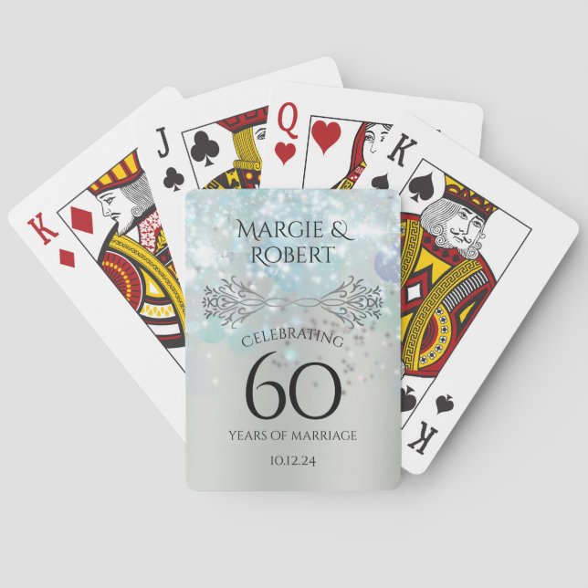 Personalized 60th Diamond Anniversary Keepsake  Poker Cards (Back)