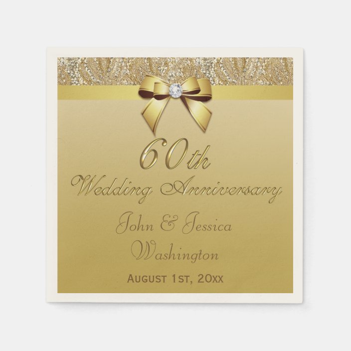 Personalized 60th Diamond Wedding Anniversary Napkins | Zazzle.com