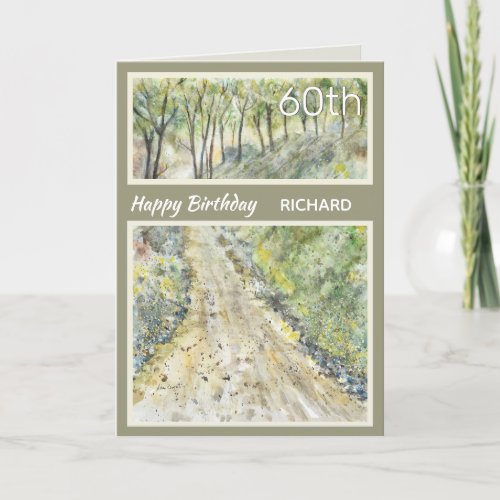 Personalized 60th Mountain Scenic Birthday Card