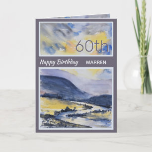 Personalized 60th Mountain Scenic Birthday Card