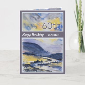 Personalized 60th Mountain Scenic Birthday Card