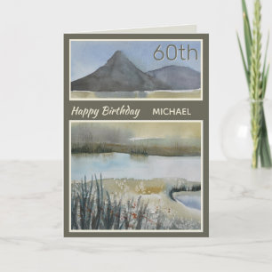 Personalized 60th Mountain Scenic Birthday Card