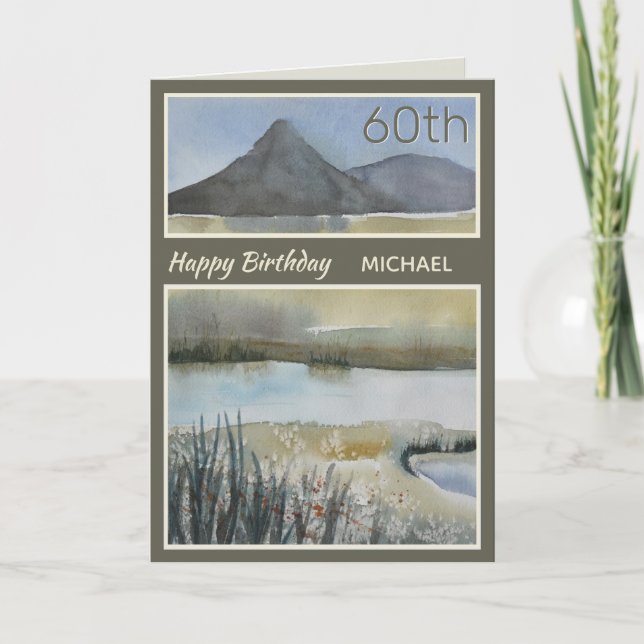 Personalized 60th Mountain Scenic Birthday Card (Front)
