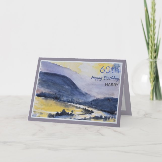 Personalized 60th Mountain Scenic Birthday Card (Front)