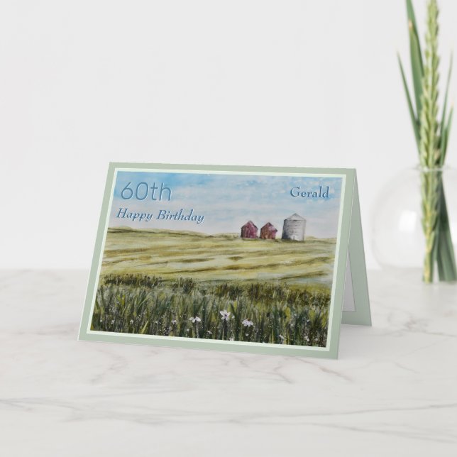 Personalized 60th Scenic Countryside Birthday Card (Front)