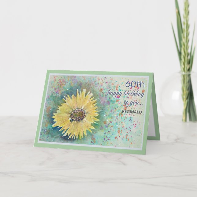Personalized 60th Sunflower Birthday Card (Front)
