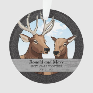 Personalized 60th Wedding Anniversary, Elk Ornament