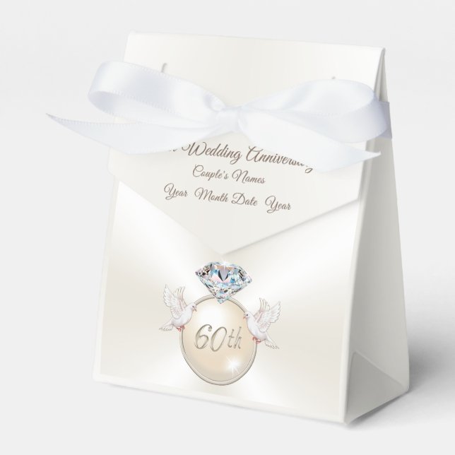 Personalized 60th Wedding Anniversary Favors Boxes (Front Side)