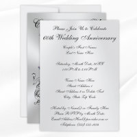 Flourish 60th Diamond Wedding Anniversary Invite, Zazzle in 2023