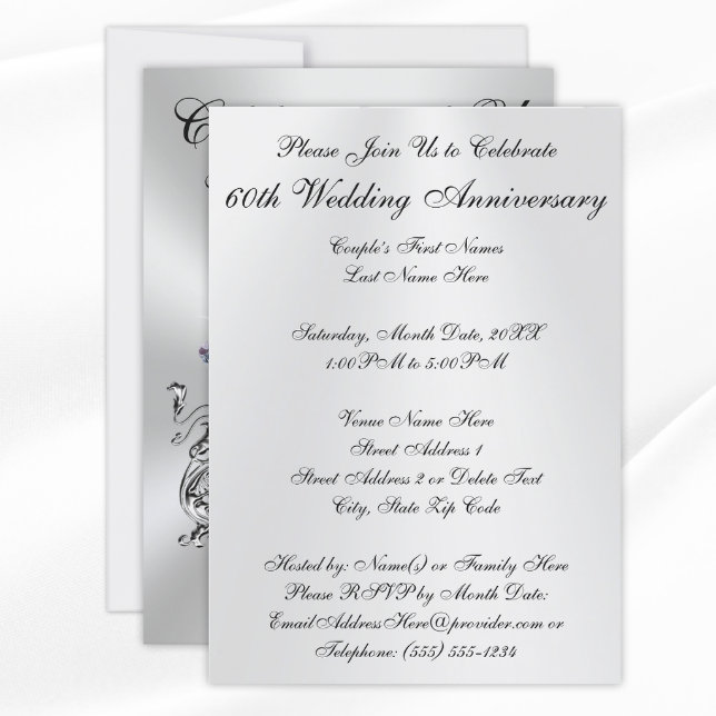 A 60th Diamond Wedding Anniversary Invite, Zazzle