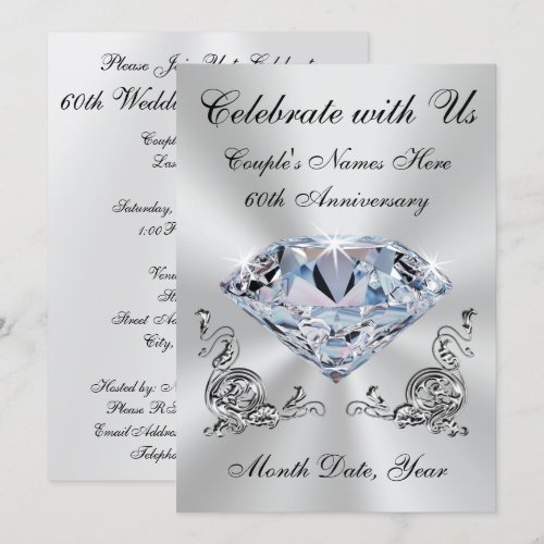 Personalized 60th Wedding Anniversary Invitations
