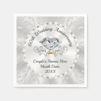 Personalized  60th Wedding Anniversary Napkins by LittleLindaPinda at Zazzle