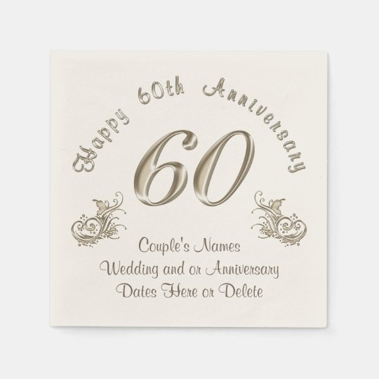 PERSONALIZED 60th Wedding Anniversary Napkins | Zazzle.com