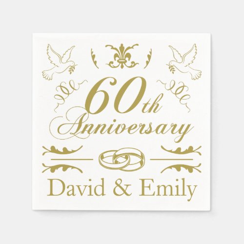 Personalized 60th Wedding Anniversary Napkins