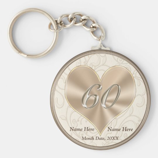 Personalized 60th Wedding Anniversary Party Favors Keychain