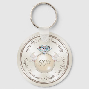 Personalized 60th Wedding Anniversary Party Favors Keychain