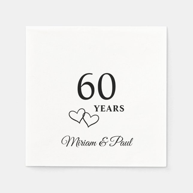 Personalized 60th Wedding Anniversary Party Napkins (Front)