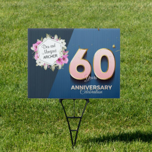 Personalized 60th Wedding Anniversary Pink Orchids Sign