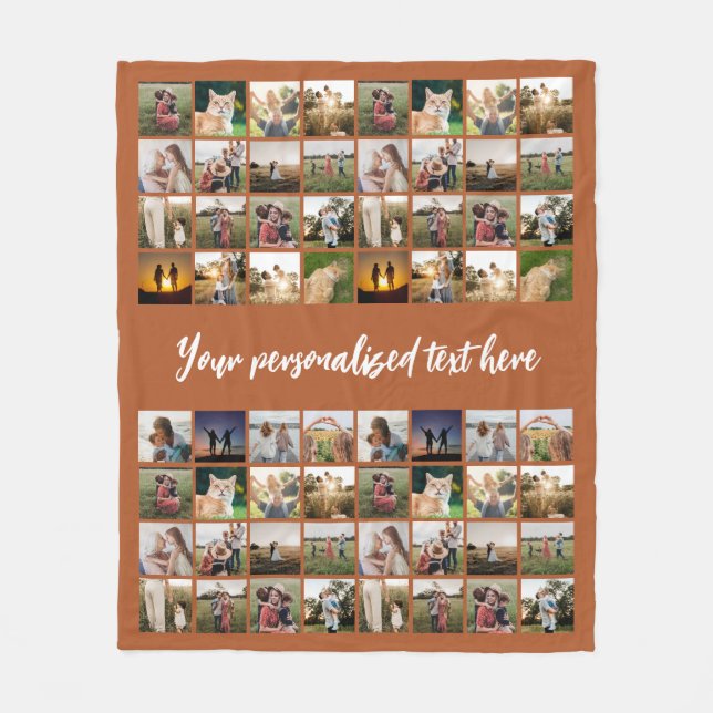 Personalized 64 Photo Collage Fleece Blanket (Front)