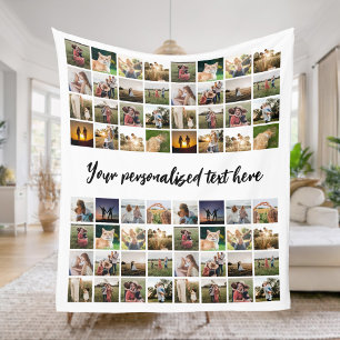 Personalized 64 Photo Collage Fleece Blanket