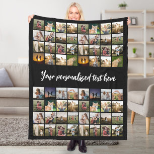 Personalized 64 Photo Collage Fleece Blanket