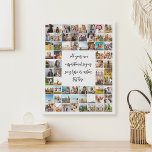 Personalized 64 Photo Collage With Quote Faux Canvas Print<br><div class="desc">Create your own personalized faux canvas wall art featuring 64 of your pictures alongside custom quote,  song lyric or other text in elegant script calligraphy.</div>
