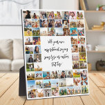 Personalized 64 Photo Collage With Quote Plaque<br><div class="desc">Create your own personalized photo plaque featuring 64 of your pictures alongside custom quote,  song lyric or other text in elegant script calligraphy.</div>