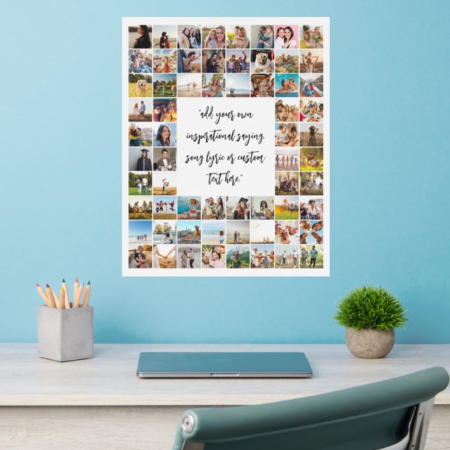 Personalized 64 Photo Collage With Quote Wall Decal (Home Office 2)