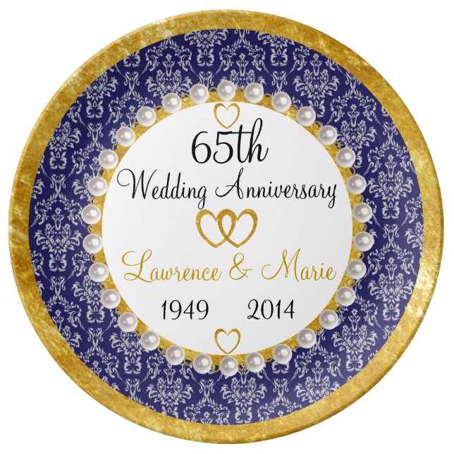 Personalized 65th Anniversary Porcelain Plate (Front)