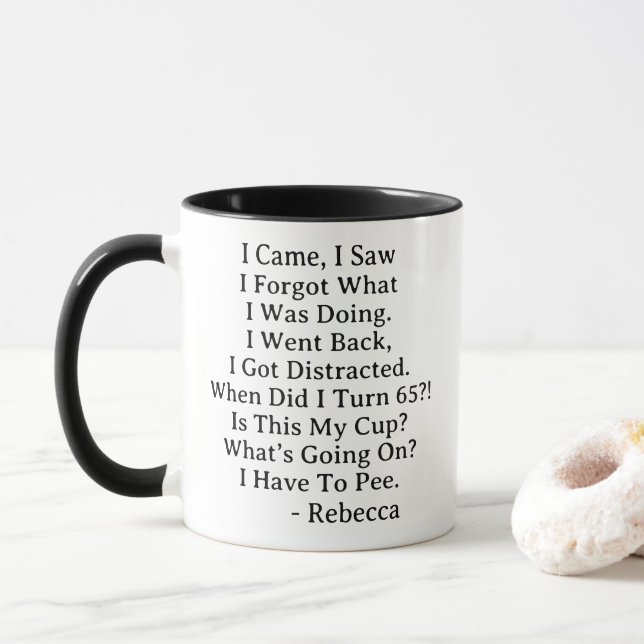 Personalized 65th Birthday Celebration Coffee Mug (With Donut)