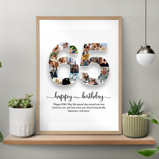 Personalized 65th Birthday Photo Collage Poster (Creator Uploaded)