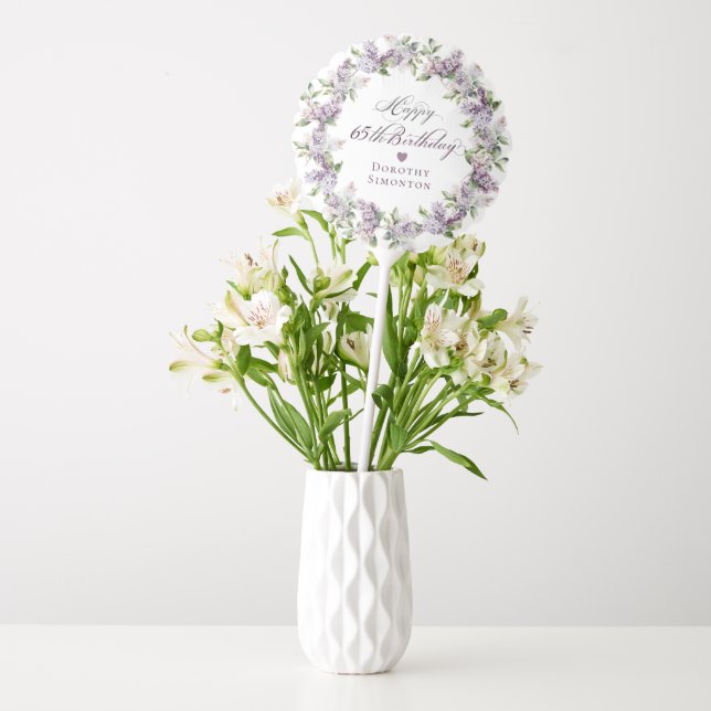 Personalized 65th Birthday Purple Lilac Flower Balloon (Vase)