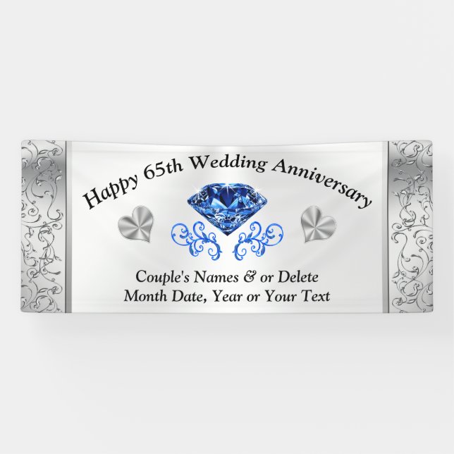 Personalized 65th Wedding Anniversary Banners (Horizontal)