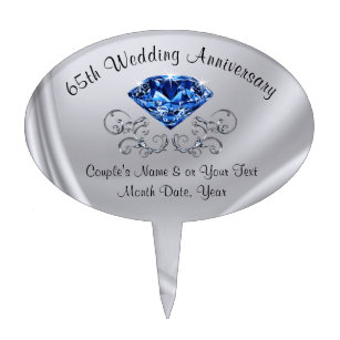 Personalized 65th Wedding Anniversary Cake Topper