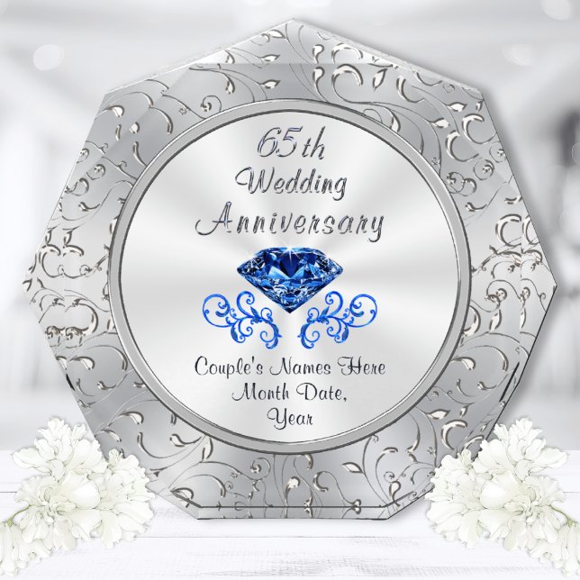 Personalized 65th Wedding Anniversary Gift Ideas (Personalized, 65th Wedding Anniversary Gifts Parents. 65 year wedding anniversary gift. 65 years.)