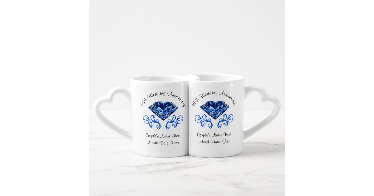 Personalized 65th Wedding Anniversary Gift Ideas Coffee Mug Set