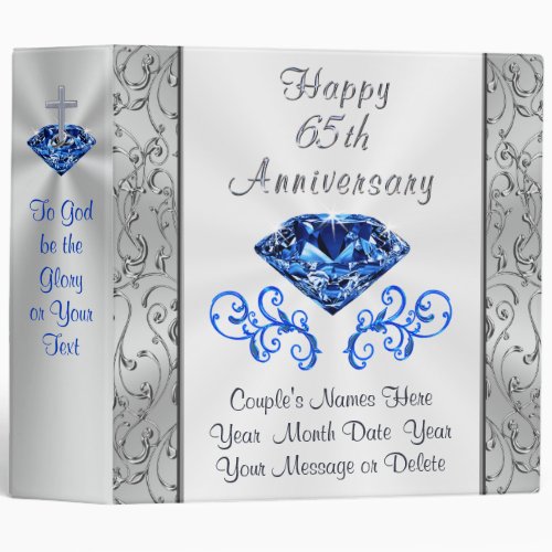 Personalized 65th Wedding Anniversary Photo Album 3 Ring Binder