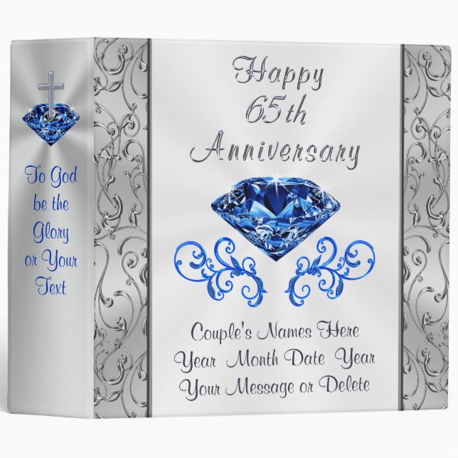 Personalized 65th Wedding Anniversary Photo Album 3 Ring Binder (Front/Spine)