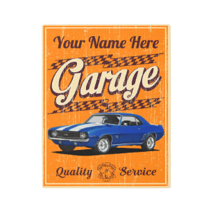 Personalized 69 Camaro Garage Metal Print