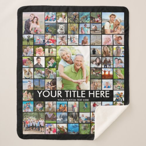Personalized 69 Photo Collage Custom Color Sherpa Blanket