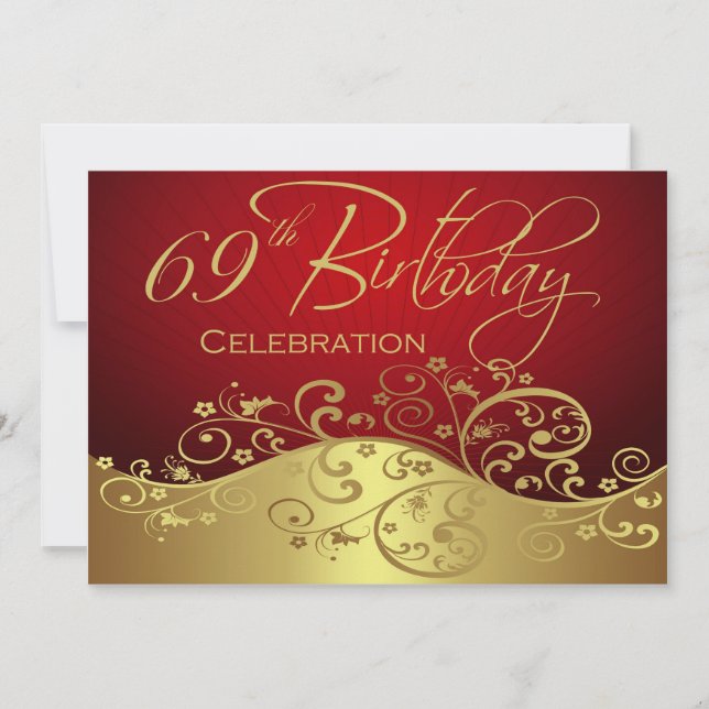Personalized 69th Birthday Party Invitations (Front)
