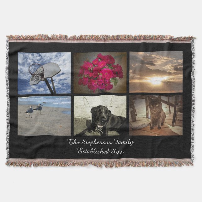 Personalized 6 Photo Afghan Mosaic Picture Collage Throw Blanket (Front)