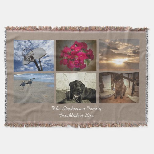 Personalized 6 Photo Afghan Picture Collage Sand Throw Blanket
