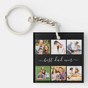 Personalized 6 Photo and text, best dad ever Keychain